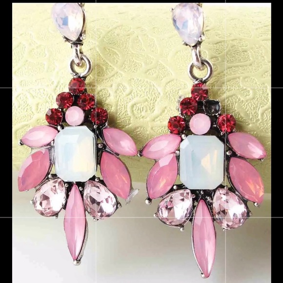 Pink Crystal Earrings - Picture 1 of 1